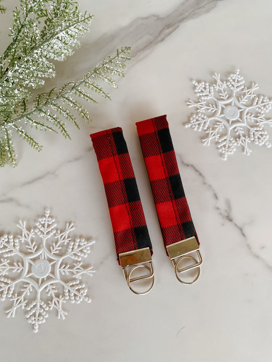 Buffalo Plaid Keychain Wristlet