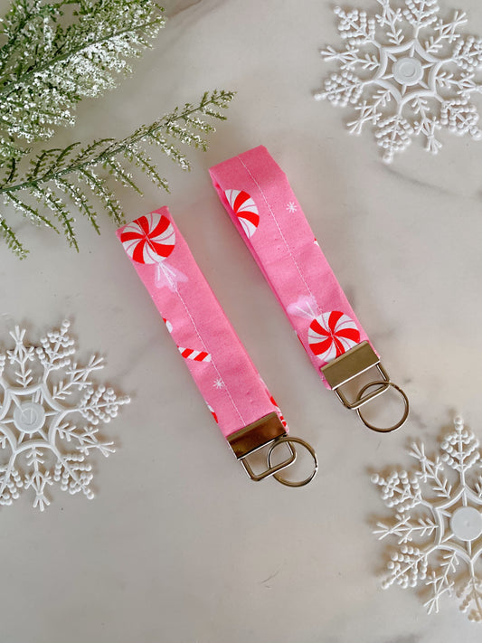 Candy cane Keychain Wristlet