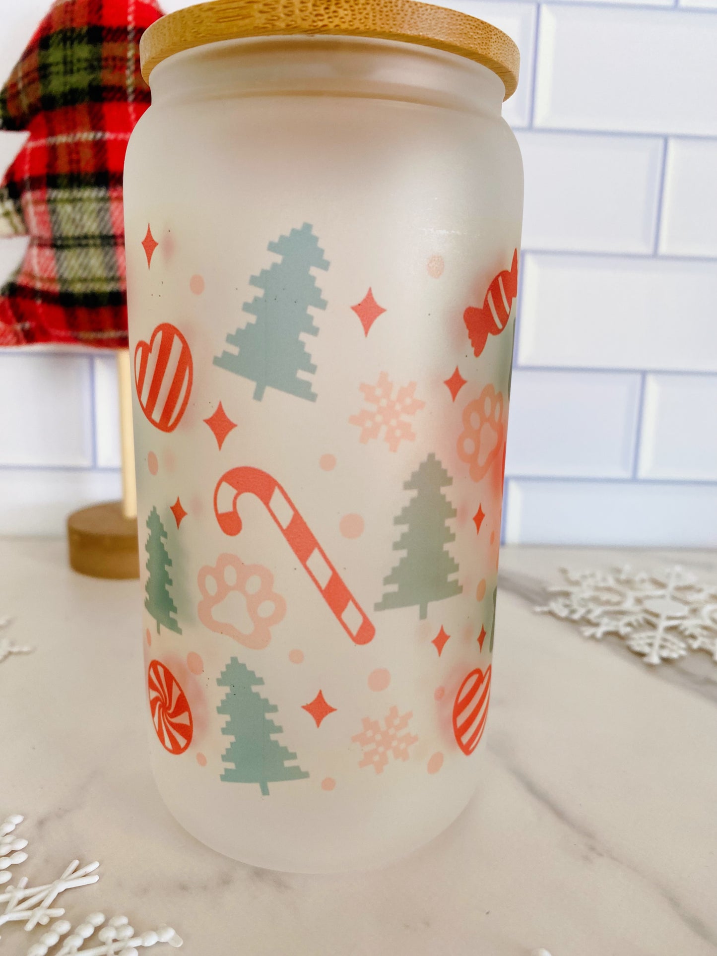 Holly Jolly Dog Mom Glass Can